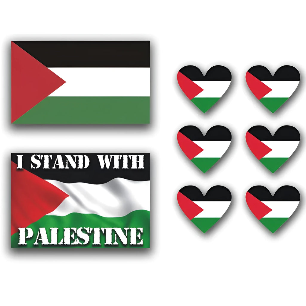Three variants of Palestinian-themed PET decal stickers for car exteriors.
