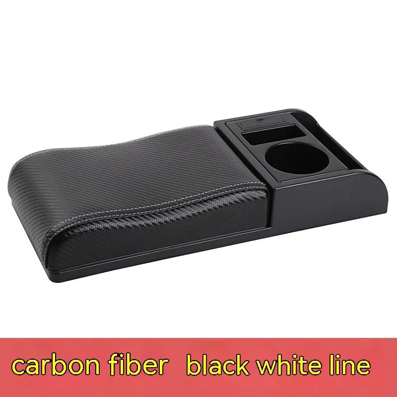 Universal plastic car armrest cover with height adjustment in multiple colour and texture options