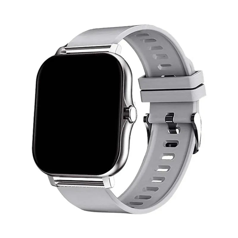 Smart watch with colour touch screen and silicone strap, showing Bluetooth call interface.