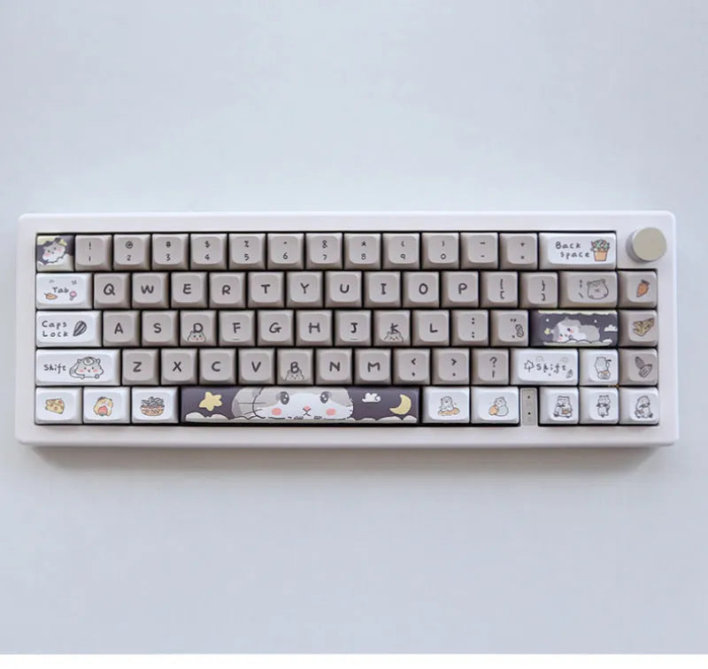 Set of XDA profile plastic keycaps for 68 75 98 100-key mechanical keyboards in grey and yellow.