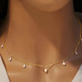 Adjustable 925 silver drop-shaped artificial zircon necklace in silver, rose gold, or golden yellow