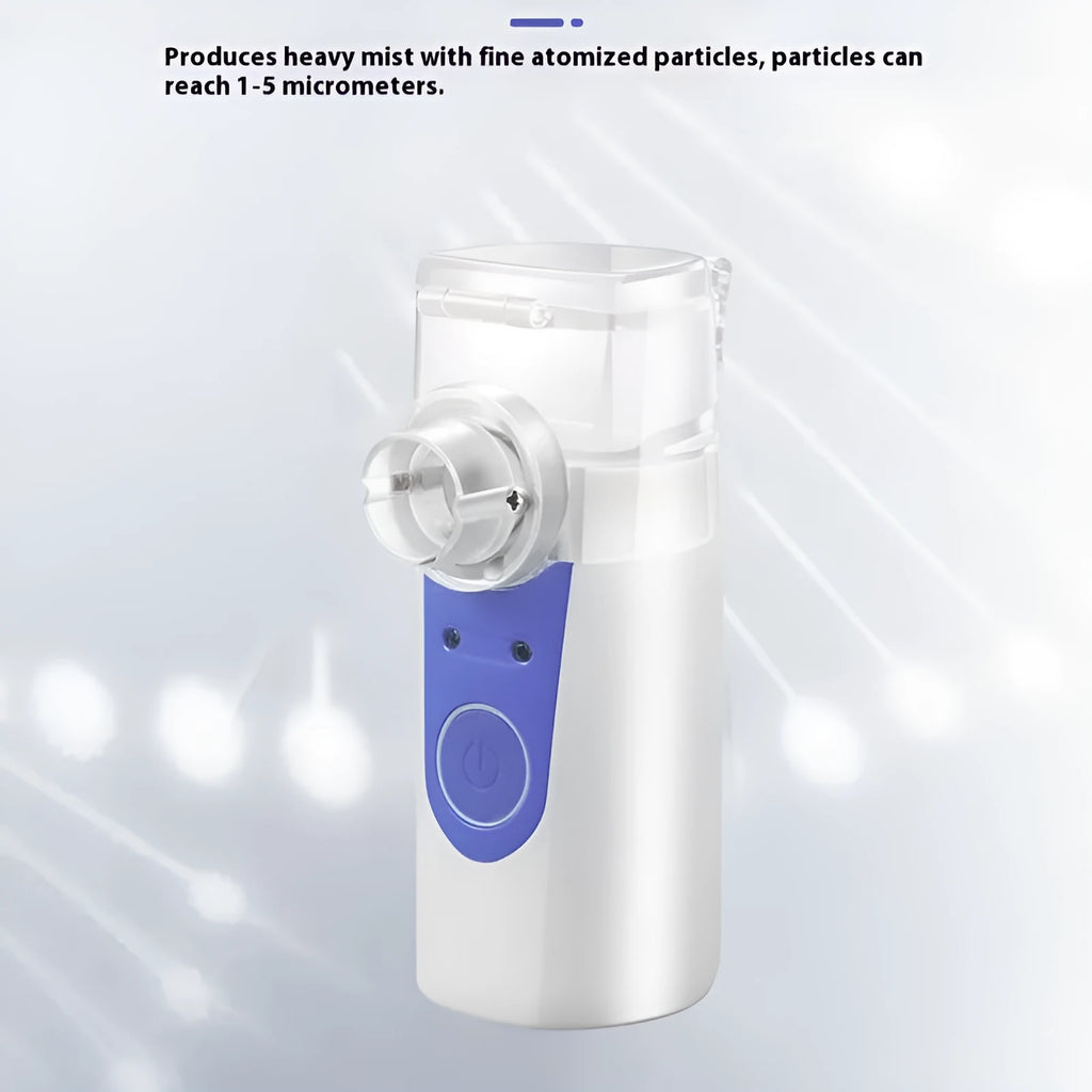 White plastic handheld nebuliser spray machine with USB charging port and single mist outlet