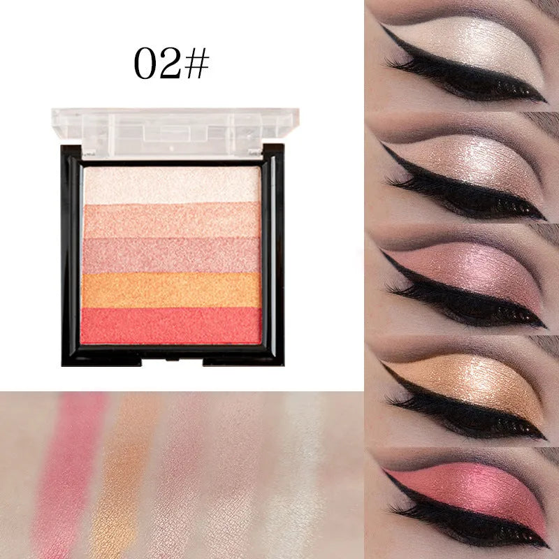 Highlight eye shadow palette with six colour variations for natural three-dimensional contouring effects