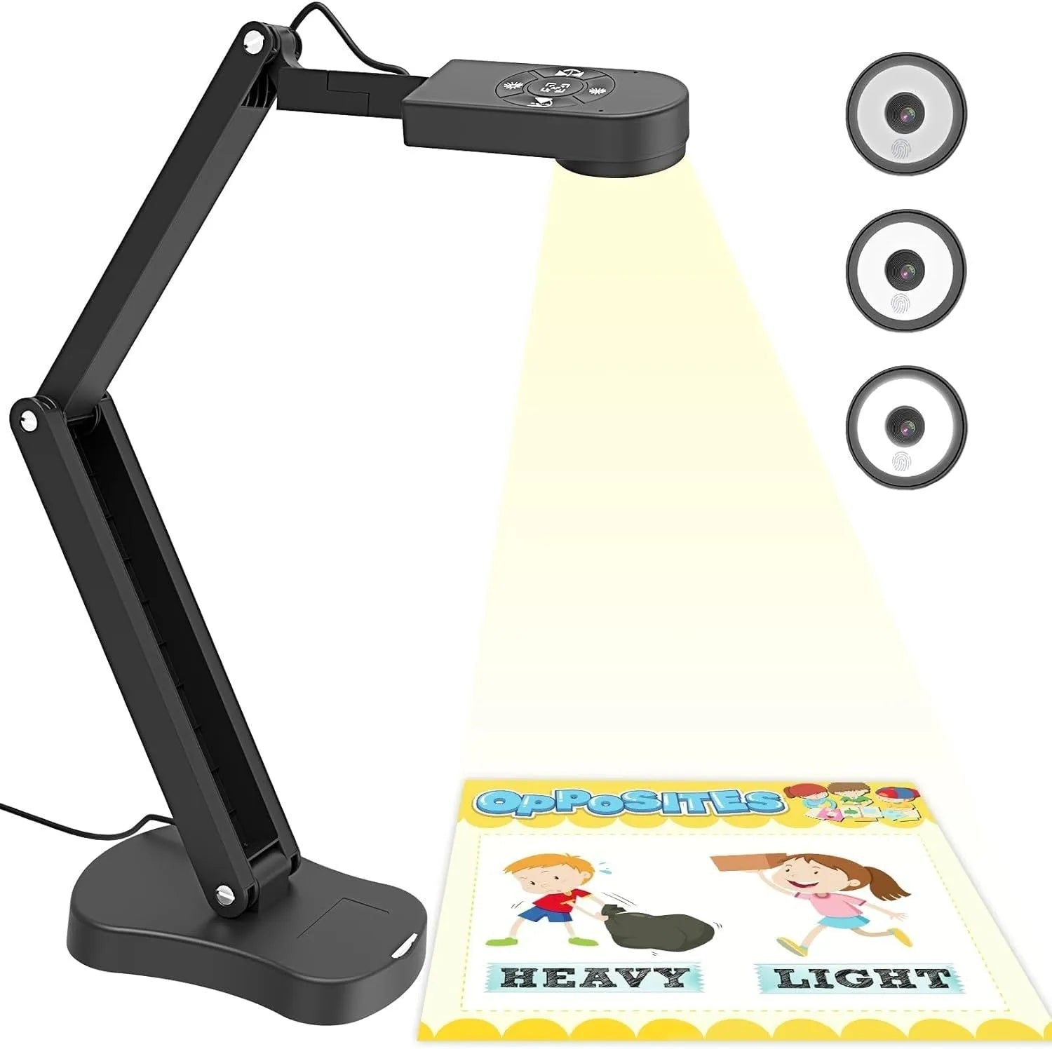 USB webcam with microphone for computer video calls, showing auto focus lens and cable connection