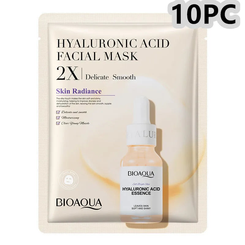 Single 30g collagen and hyaluronic acid gel sheet facial mask on a blue background.
