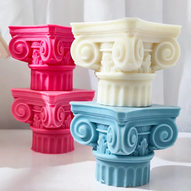 Silicone Roman pillar craft mold for making candles, chocolate, soap and plaster decorations.