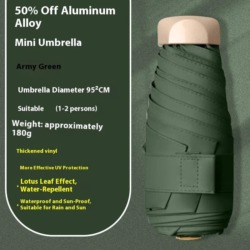 Compact five-fold umbrella with gradient vinyl canopy and alloy frame in various colours.