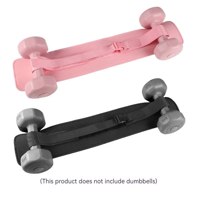 Adjustable hip bridge training belt for weight-bearing exercises with dumbbells or barbells