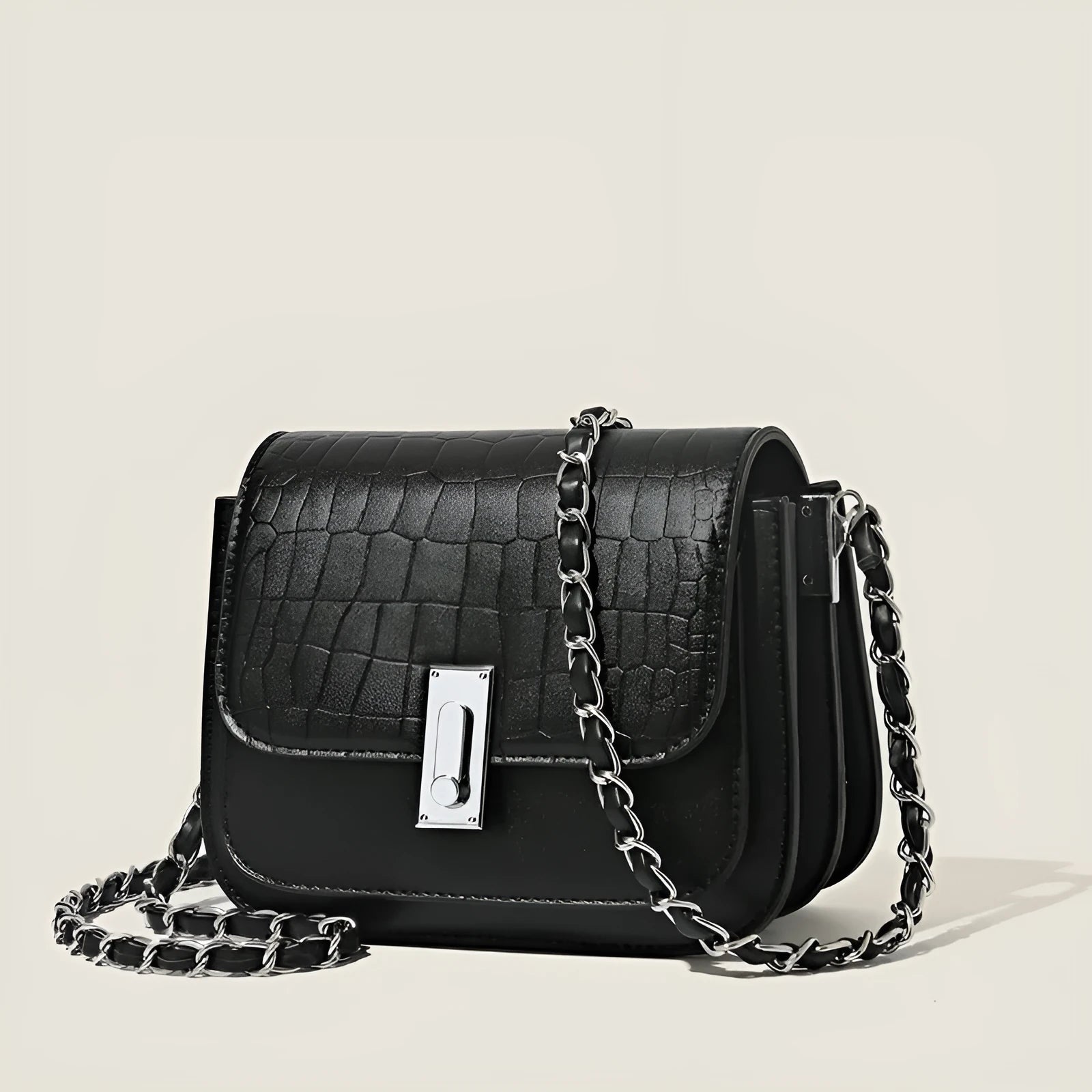 Soft PU leather women's shoulder bag with mobile phone compartment in black, white or green