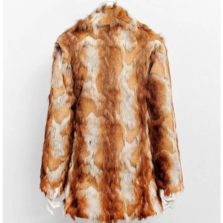 Women's tiger pattern faux fur slim leather jacket on a hanger