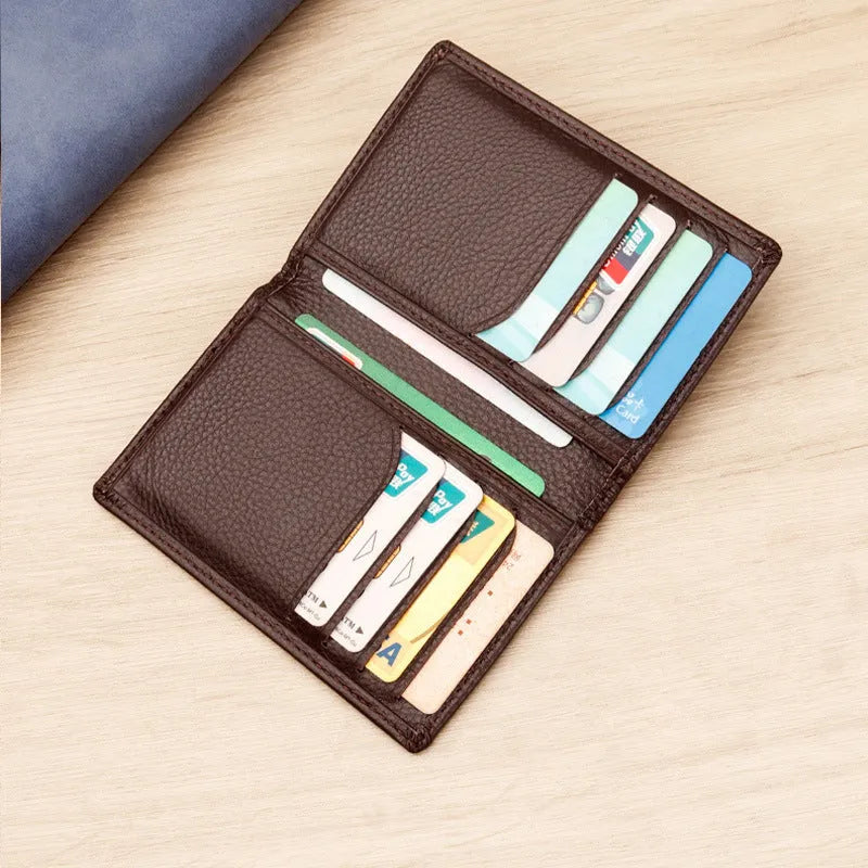 Genuine cowhide leather credit card holder in black or brown colour with urban simplicity design