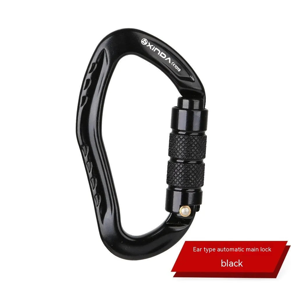 Automatic master lock climbing carabiner in five colour options for outdoor rock climbing