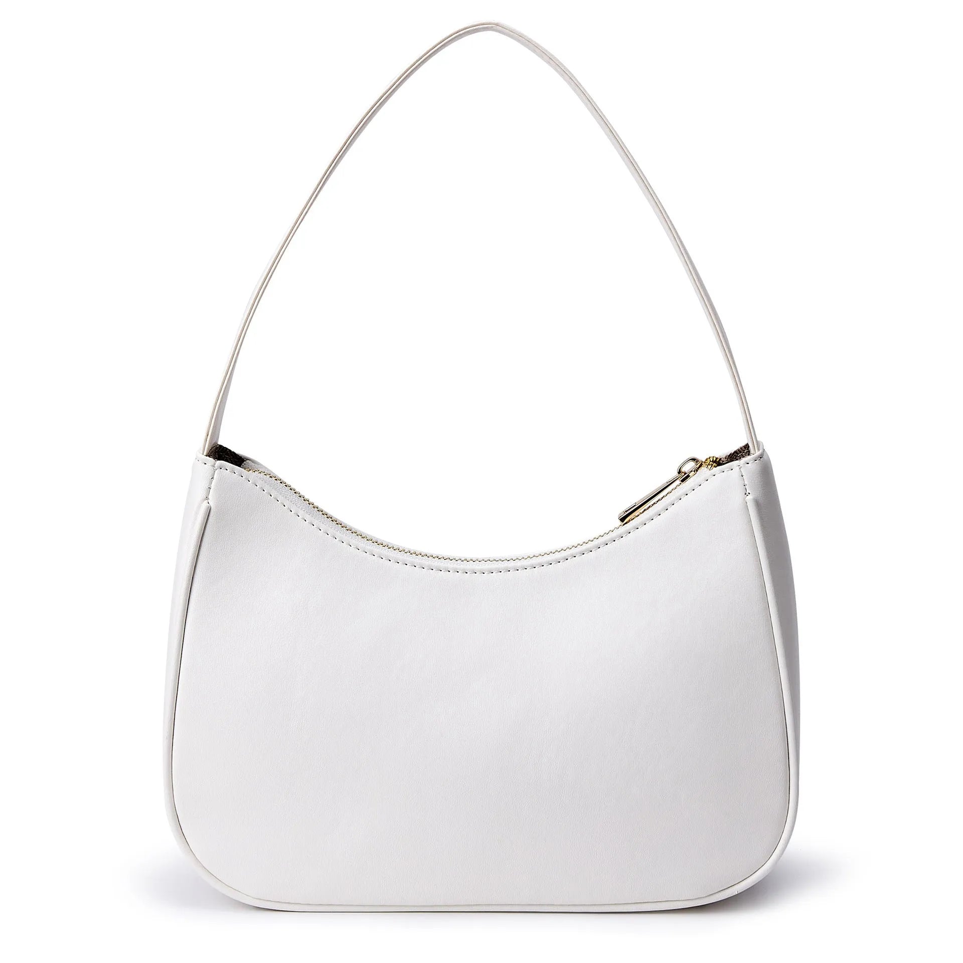 Simple retro waterproof PU shoulder bag with adjustable strap shown in a selection of colours.