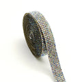 Glass water drill strip for self-adhesive clothing decoration in white or AB colour with electroplating treatment