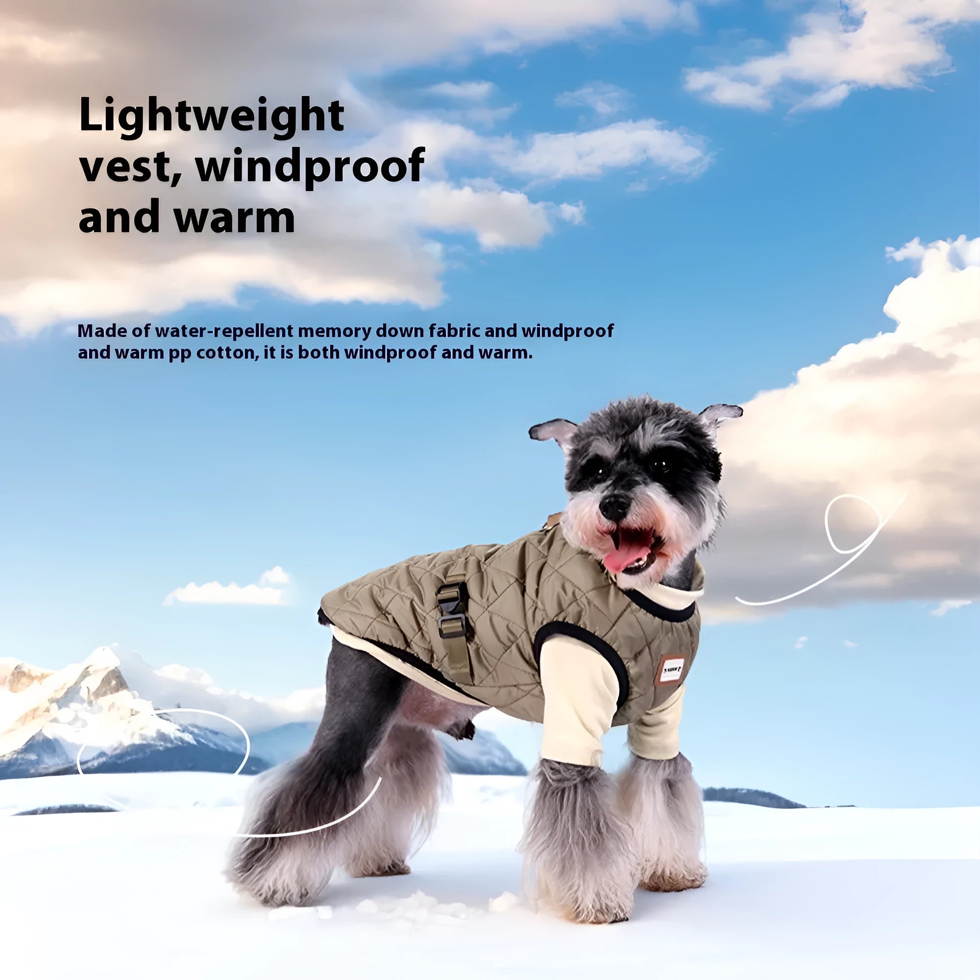 Winter dog warm two-piece suit in brown polyester for sizes S to 3XL