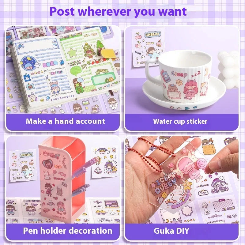 Children's goo card sticker book with five character theme designs