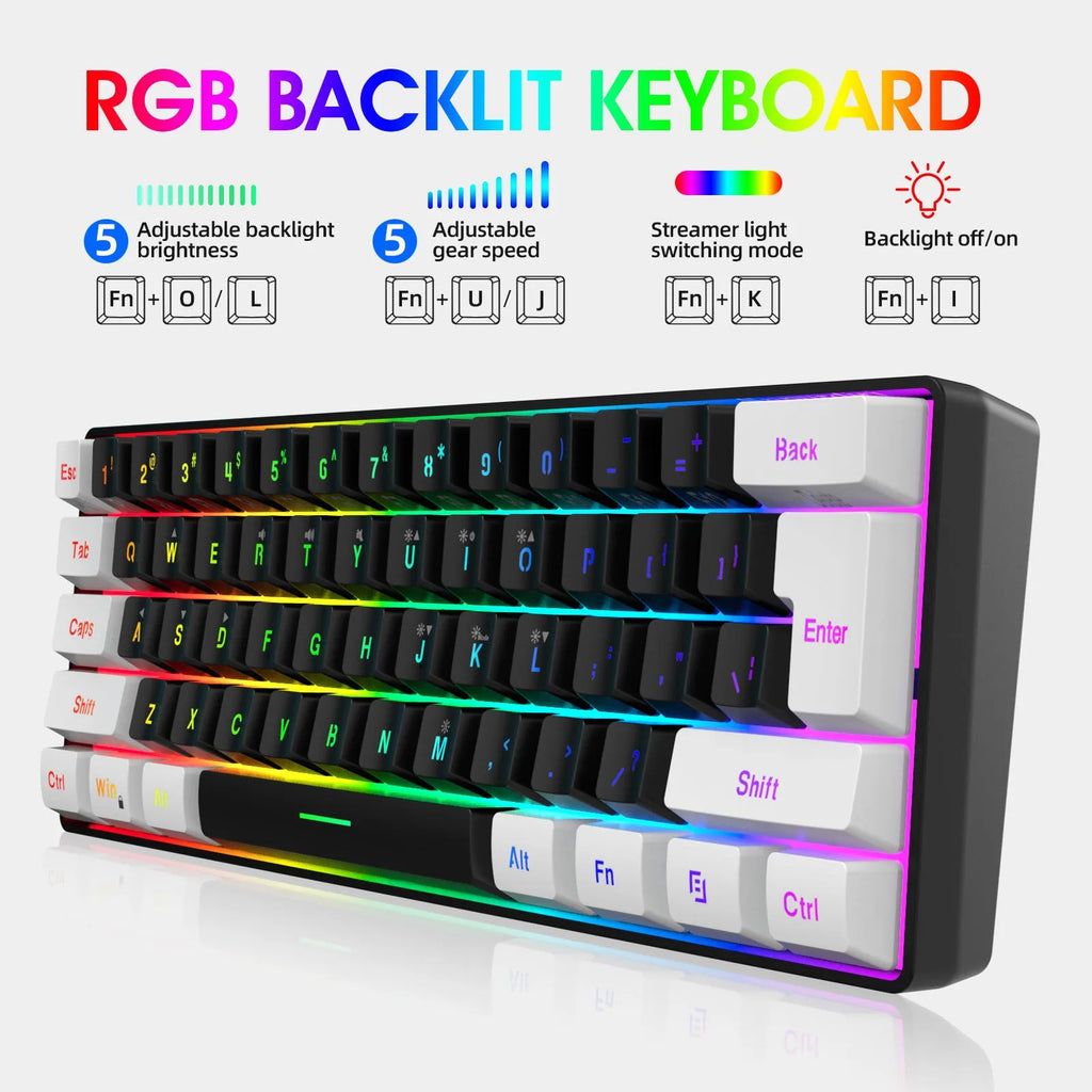 Wired 61 key membrane keyboard with USB cable in white and black colour option