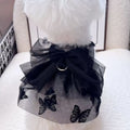 Black gauze princess tulle skirt for a small dog or cat, showing the pet clothing item.