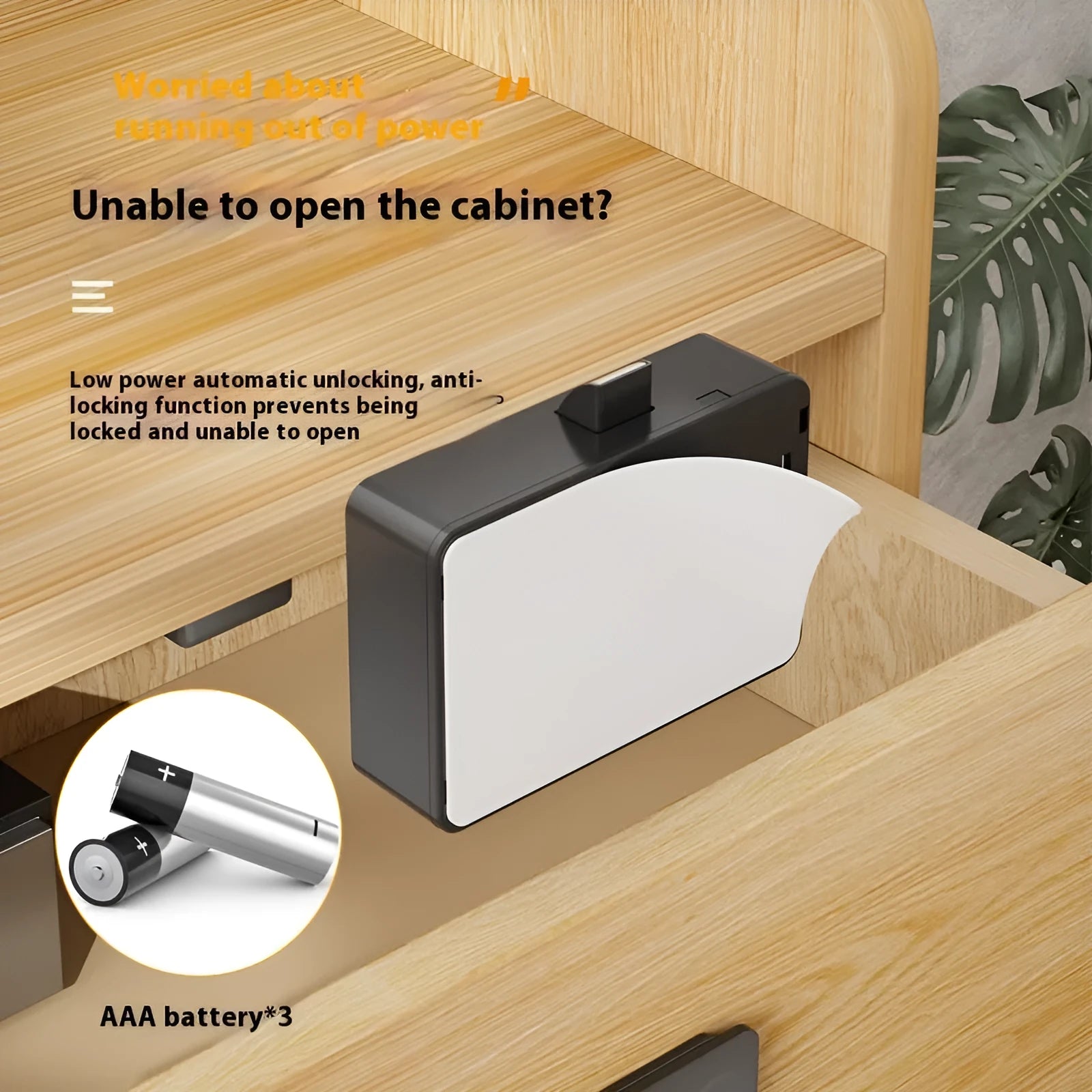 F079 punch-free invisible drawer lock with keys on white background
