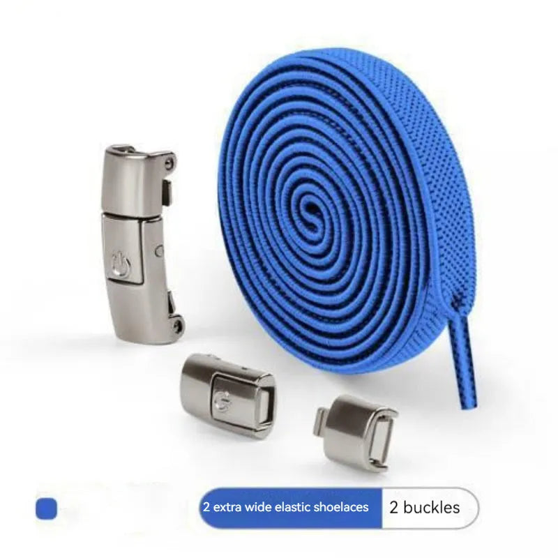 Press lock elastic shoelaces with 8mm widened flat design in various colours
