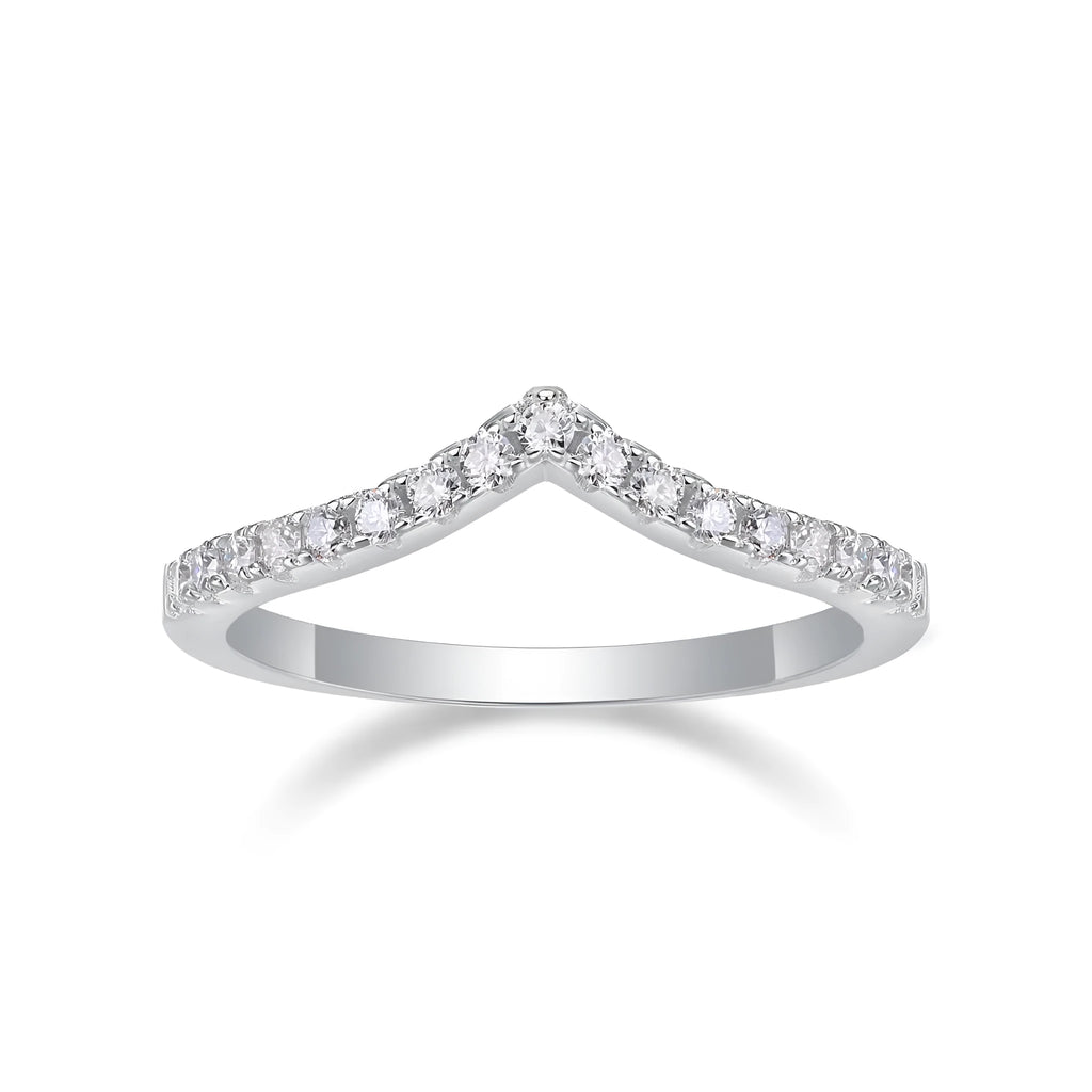 Moissanite wedding ring set on S925 silver with platinum plating, ring size 7, with gift box and GRA certificate