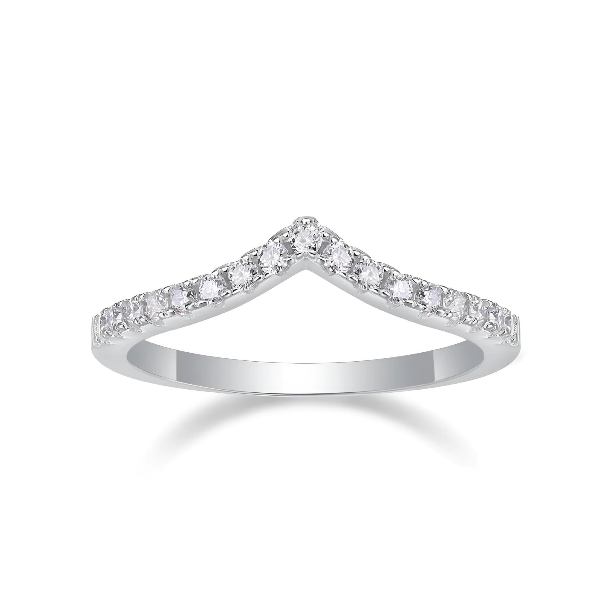 Moissanite wedding ring set on S925 silver with platinum plating, ring size 7, with gift box and GRA certificate