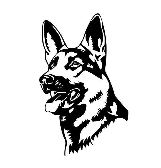 Reflective Alsace Shepherd dog bumper sticker in five colour options measuring 13 by 8 cm
