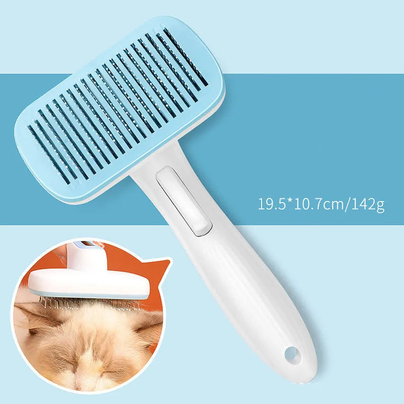 Automatic pet hair removal comb for dogs and cats in blue colour option