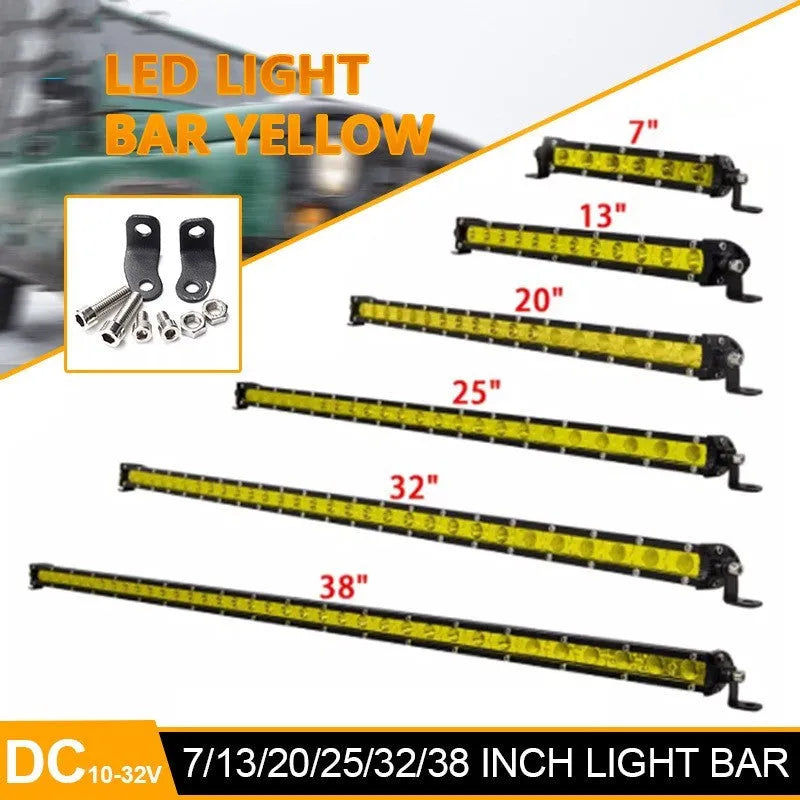25-inch long single row aluminium LED light bar for cars with mounting brackets