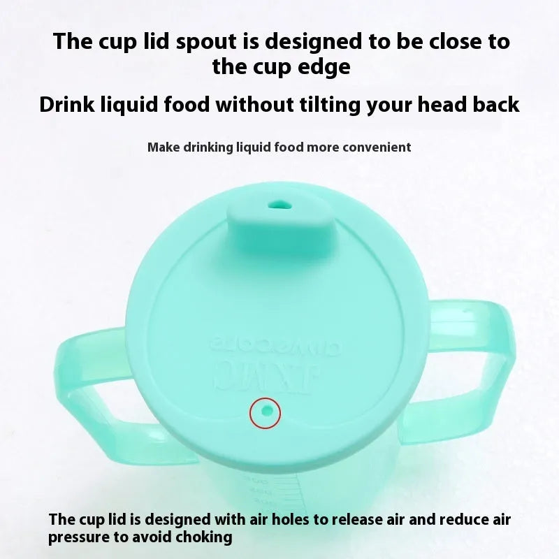 Oblique mouth anti-choke drinking cup with handle and optional wrist splint for elderly and pregnant women