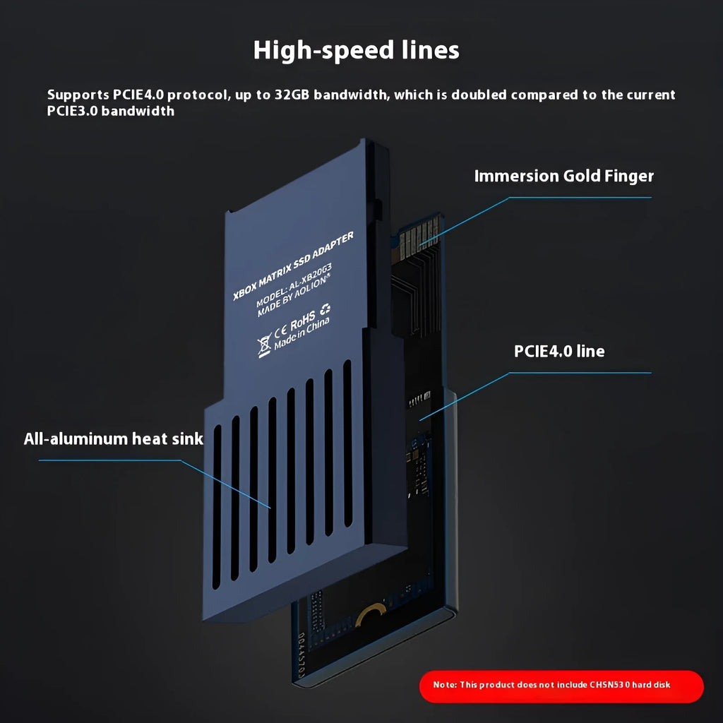 Aluminium hard disk switching box for Xbox Series S and X consoles with CFexpress to M.2 SSD interface