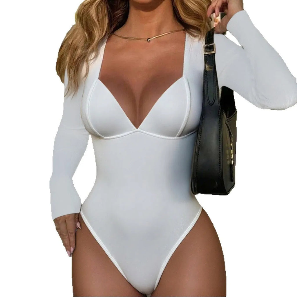Women's solid color long sleeve blouse in white, black, and brown options, polyester fibre, sweet and spicy style