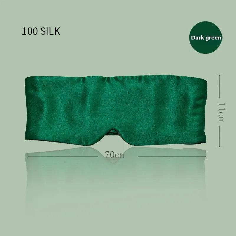 Mulberry silk sleep eye mask shown in multiple colours including black, champagne gold, and navy blue.