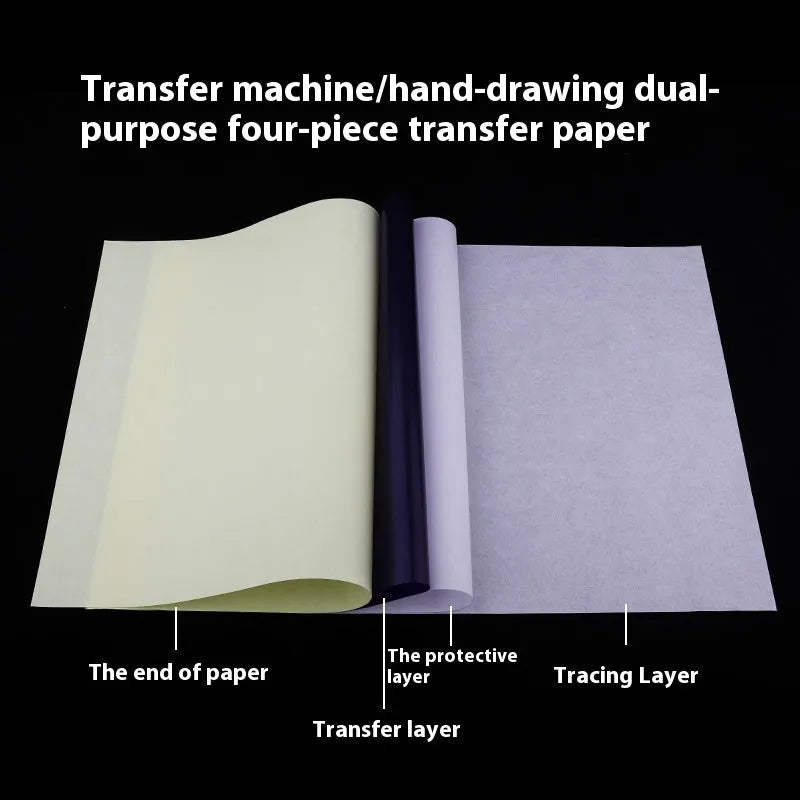 A4 tattoo transfer paper pack with quadruple-copy sheets and transfer paste gel for stencil creation