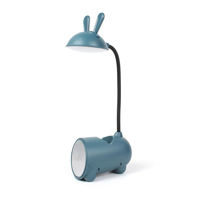 Cartoon style USB desktop table lamp with pen storage container in green colour