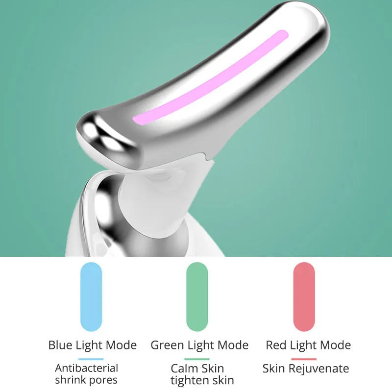 EMS thermal electric neck lifting massager with LED lights on a white background