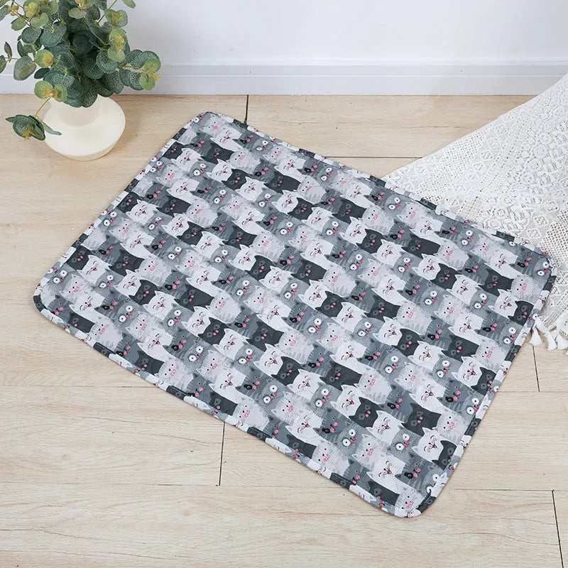 Reusable washable pet urine pad with animal pattern and waterproof gasket construction