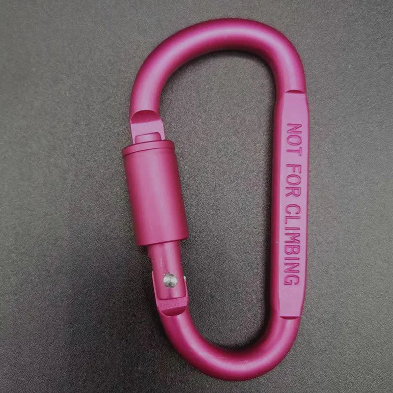 D-type aluminium locking carabiner measuring 8cm in multiple colour options