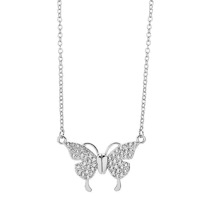 Gold magnetic snap butterfly necklace with twisted titanium steel chain at clavicle length