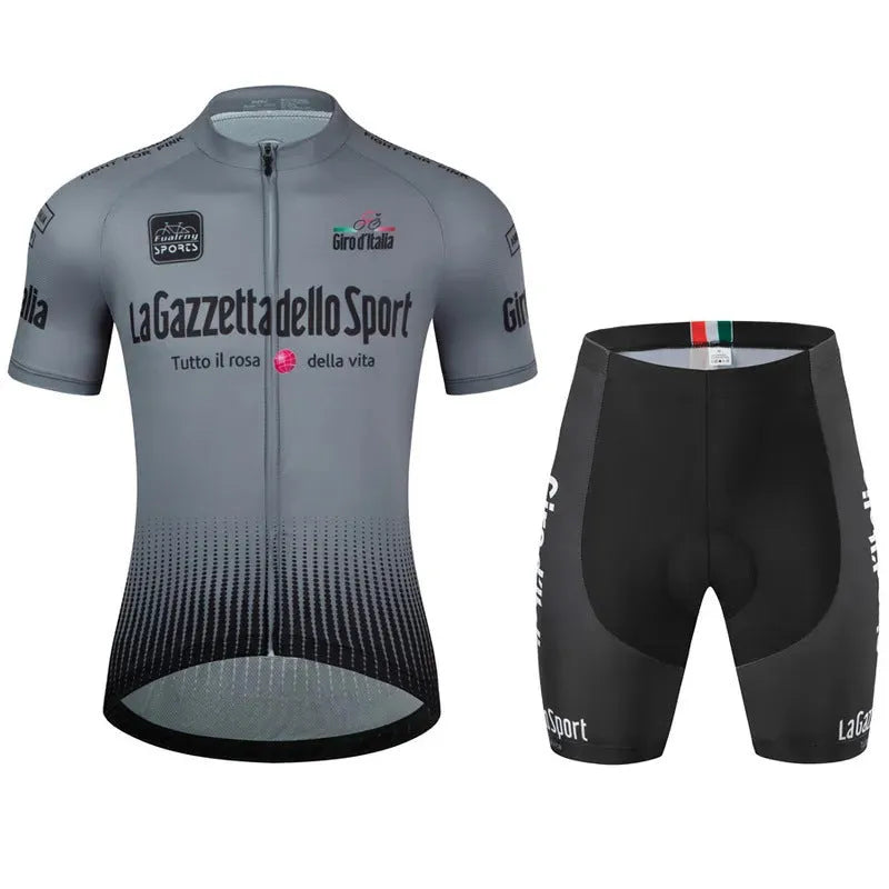 Men's patterned cycling suit with short sleeves for road biking in summer