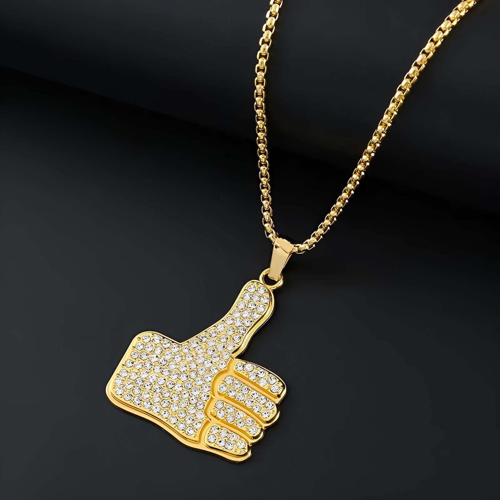Geometric gold necklace with inlaid zircon stones showing diamond-cut treatment