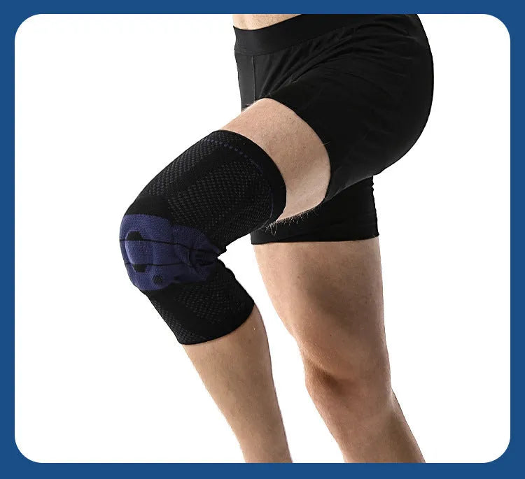 Adult sports knee pad in black and blue colour for basketball and running protection