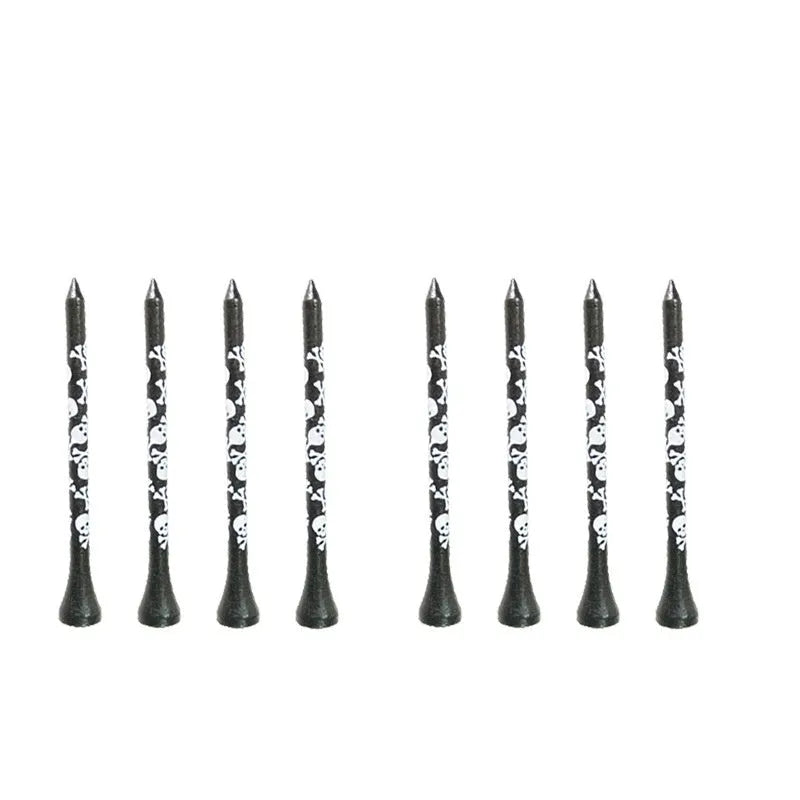 Black skull print bamboo golf dowel pins in 70mm and 83mm lengths for spike replacement