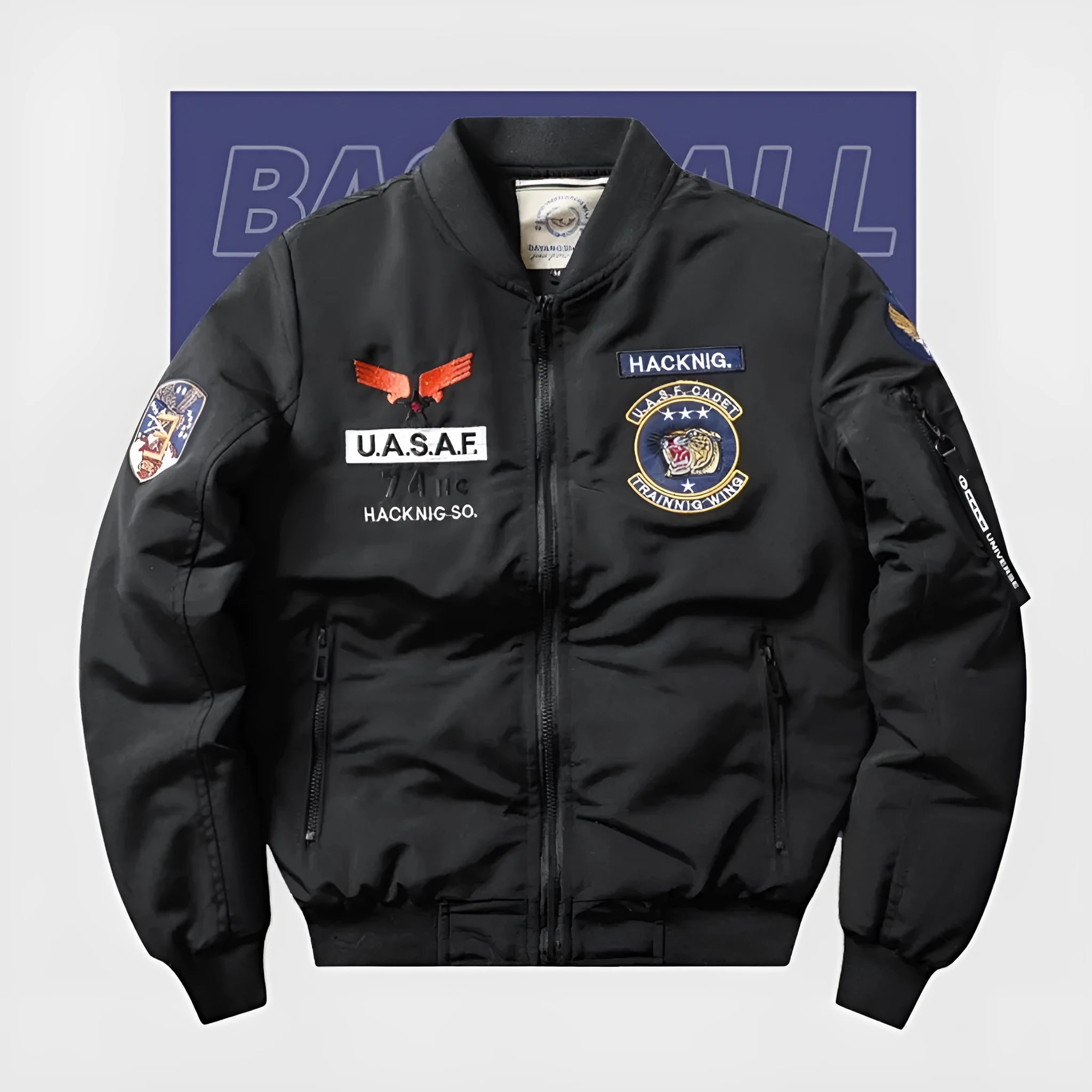 Men's slim-fit stand collar retro motorcycle cotton-padded coat in blue, black, green, or red.
