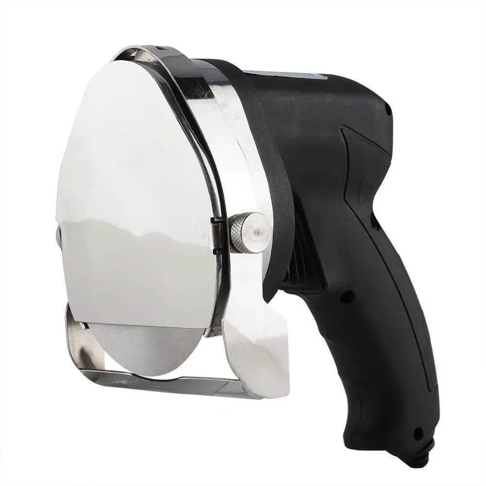 Black KS-100E electric meat cleaver with adjustable blade for turkey barbecue preparation.