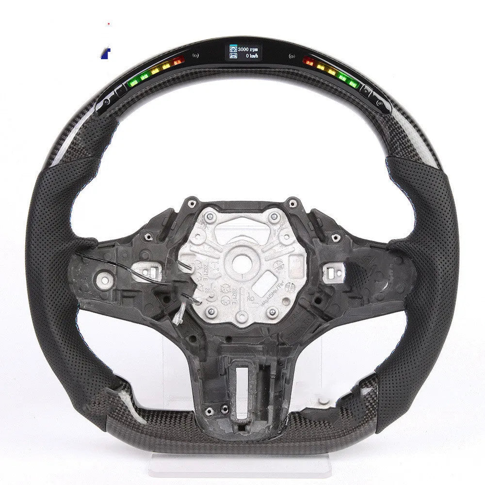 Black carbon fibre sports steering wheel with LED display for BMW X3 X5