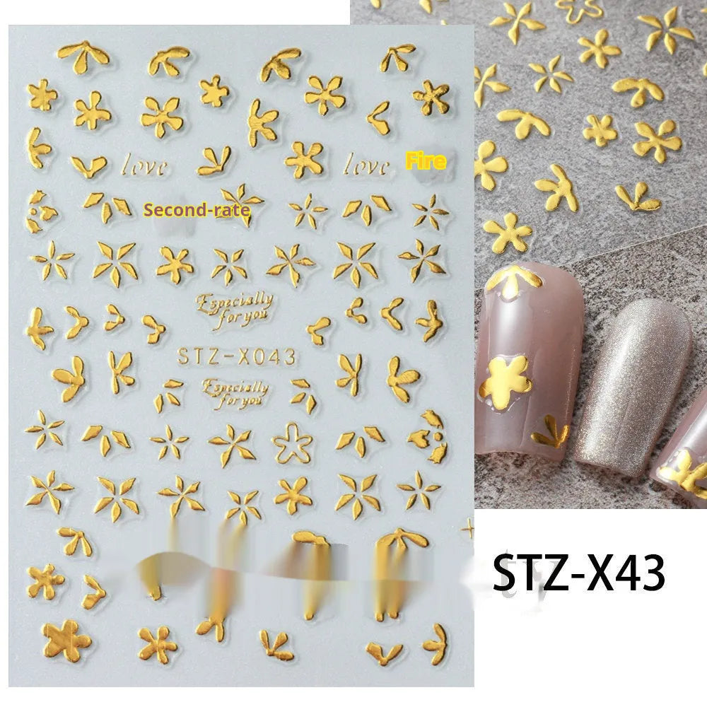 Black and silver strip cartoon nail art stickers on plastic patch