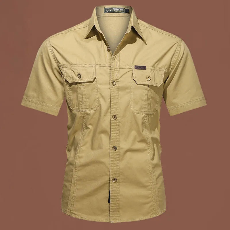 Men's cotton short sleeve work shirt in multiple colour options with non-iron treatment