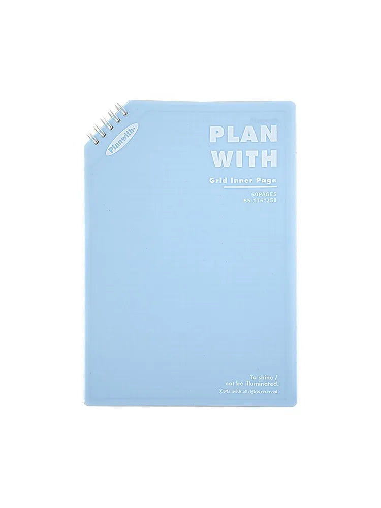 Oblique angle book series artsy Ins style salt notebook in A5 and B5 sizes with white or plaid blue cover.