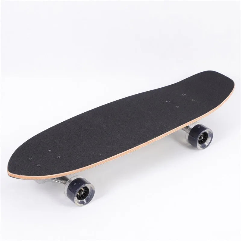 White 31-inch wooden street scooter with maple deck for adult urban riding.